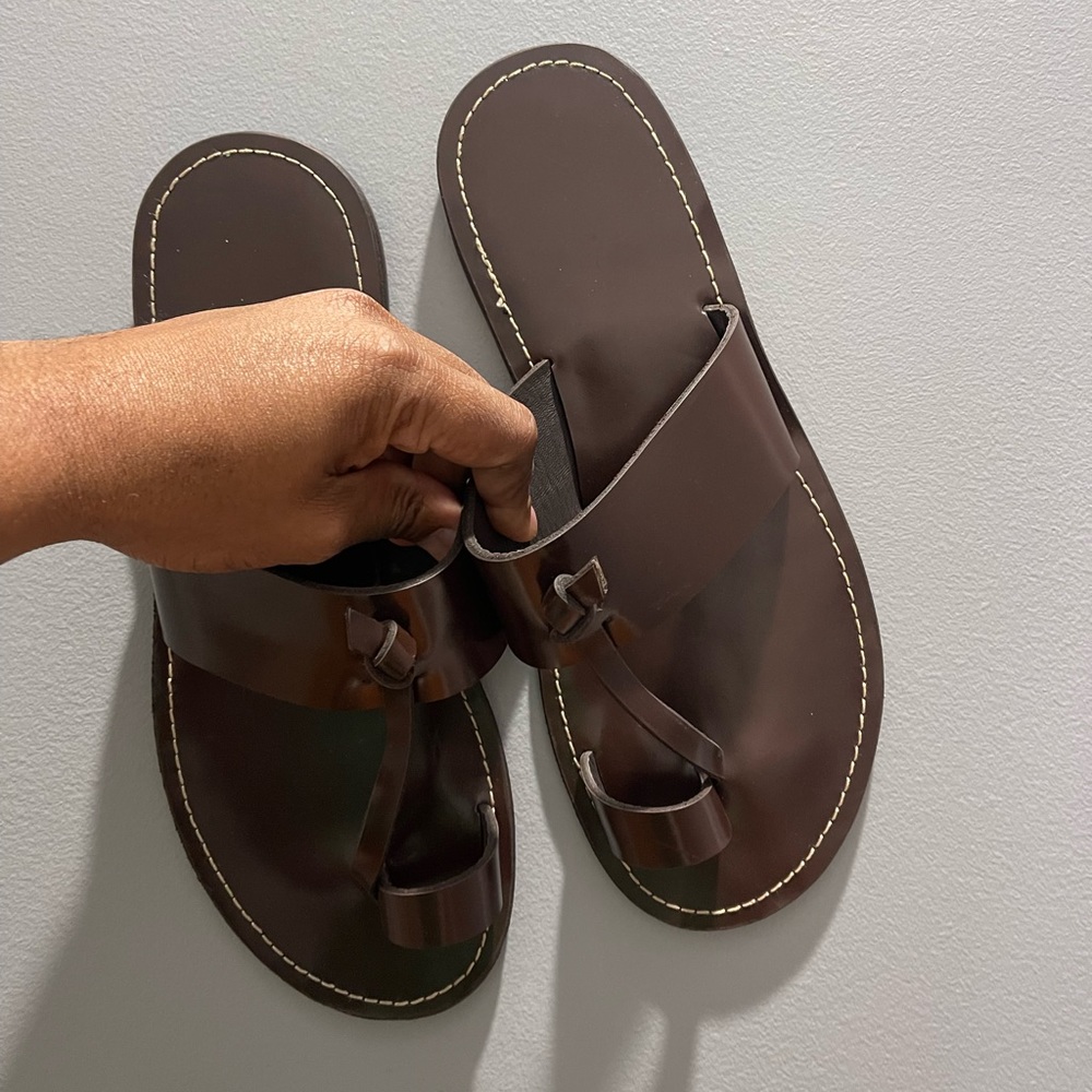 Custom Hand Made stylish slippers Brown Sz 44 - Picture 7 of 10